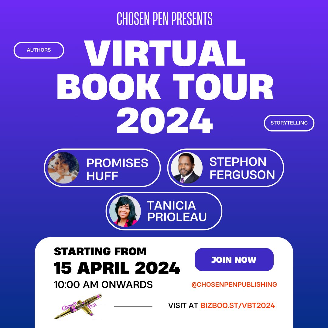 Calling all bookworms! Get ready to meet some incredible authors who will be sharing their stories and inspiring journeys with you! Join Us 👇👇 chosepen.com/virtual-book-t…