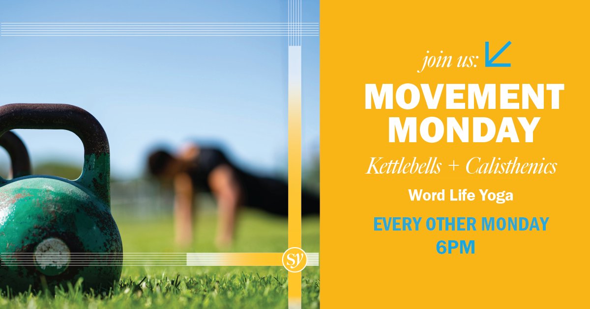 MOVEMENT MONDAY | Starting tonight 4/15, join Alex Jeffers from Word Life Yoga every other Monday for a free class focusing on calisthenics seamlessly integrated with kettlebell exercises. 

Kettlebells included. Open to all levels. BYO: Mat, towel, water, and sunscreen.
