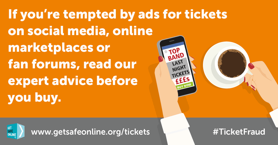 Tickets advertised in places such as social media, online marketplaces and fan forums may be fake or non-existent. #TicketFraud More information visit getsafeonline.org/tickets #BrumTS