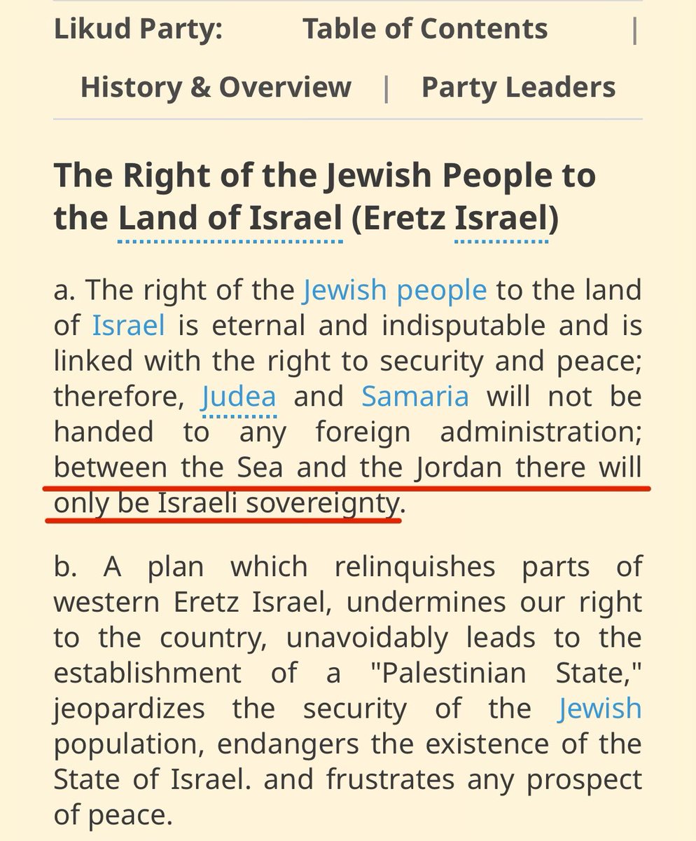 Original platform of Bibi Netanyahu’s party: