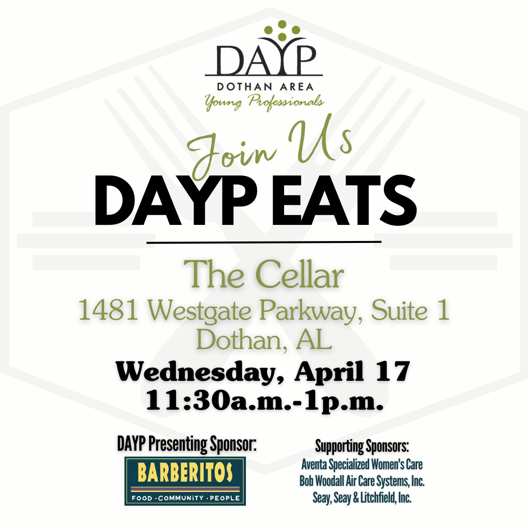 We can't wait to see everyone, Wednesday! #DAYPEats #Networking #YoungProfessionals