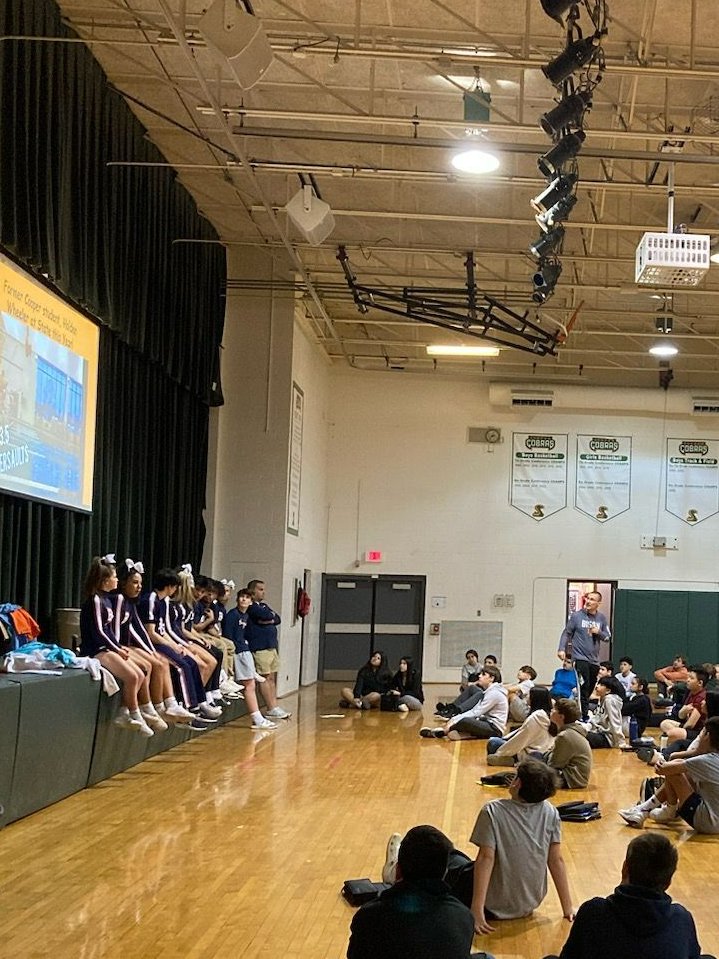 BGHS athletics presentation & Quizizz game! THANK YOU to the BGHS coaches for all the SWAG support! Jeff Siegal showed up w his cheer team too! Lots of happy kids!😃Links for sign-ups for BGHS SUMMER CAMPS and a FREE day of WATERPOLO🤽on the PE website!
@ccsd21cooper @BGBisonAD