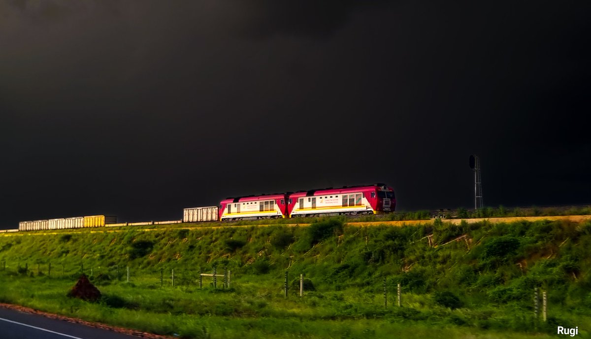 Storm behind the train at Tsavo Station
