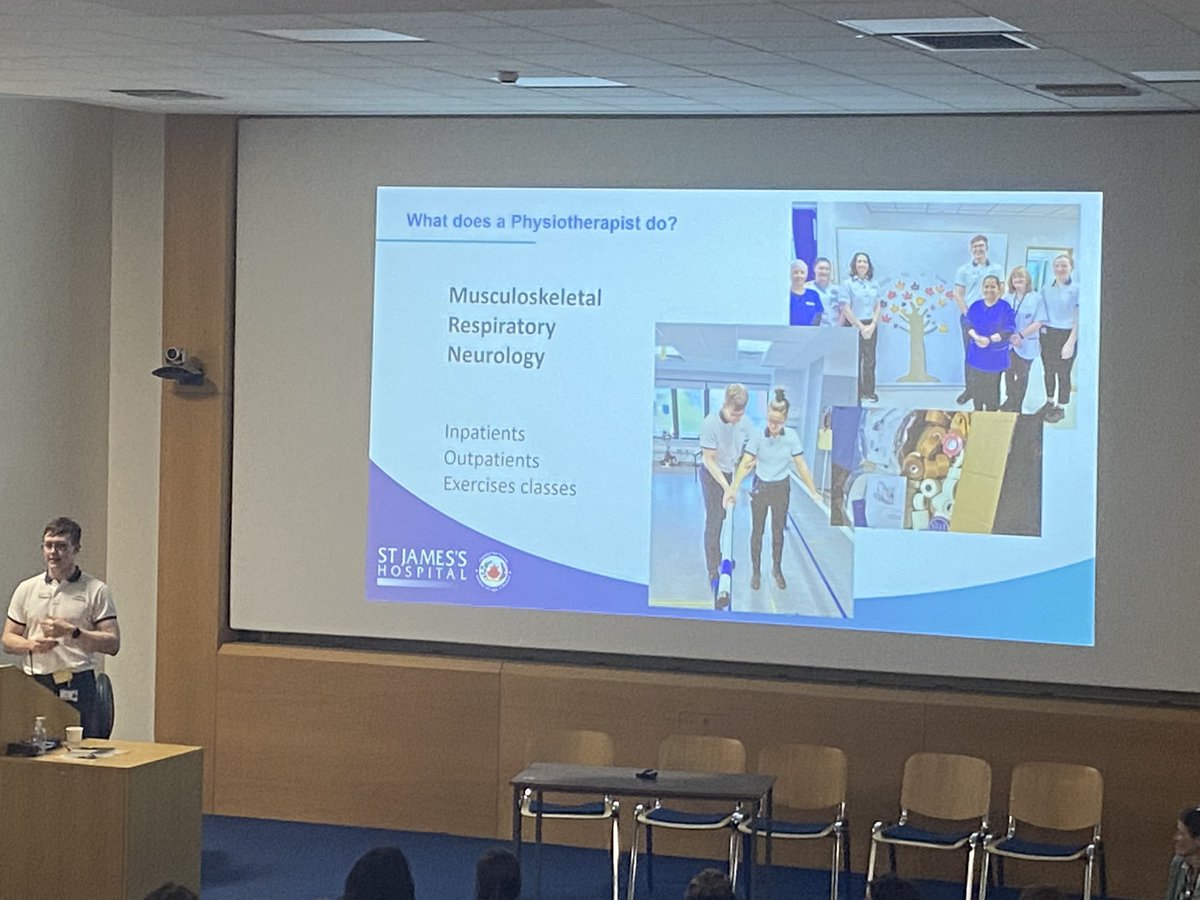 yvonnepburke's tweet photo. What a inspiration @alexmurphyPT delivering a honest and motivating presentation to 
Transitional students on Physiotherapy as a profession @stjamesdublin https://t.co/syz8M9QnhA