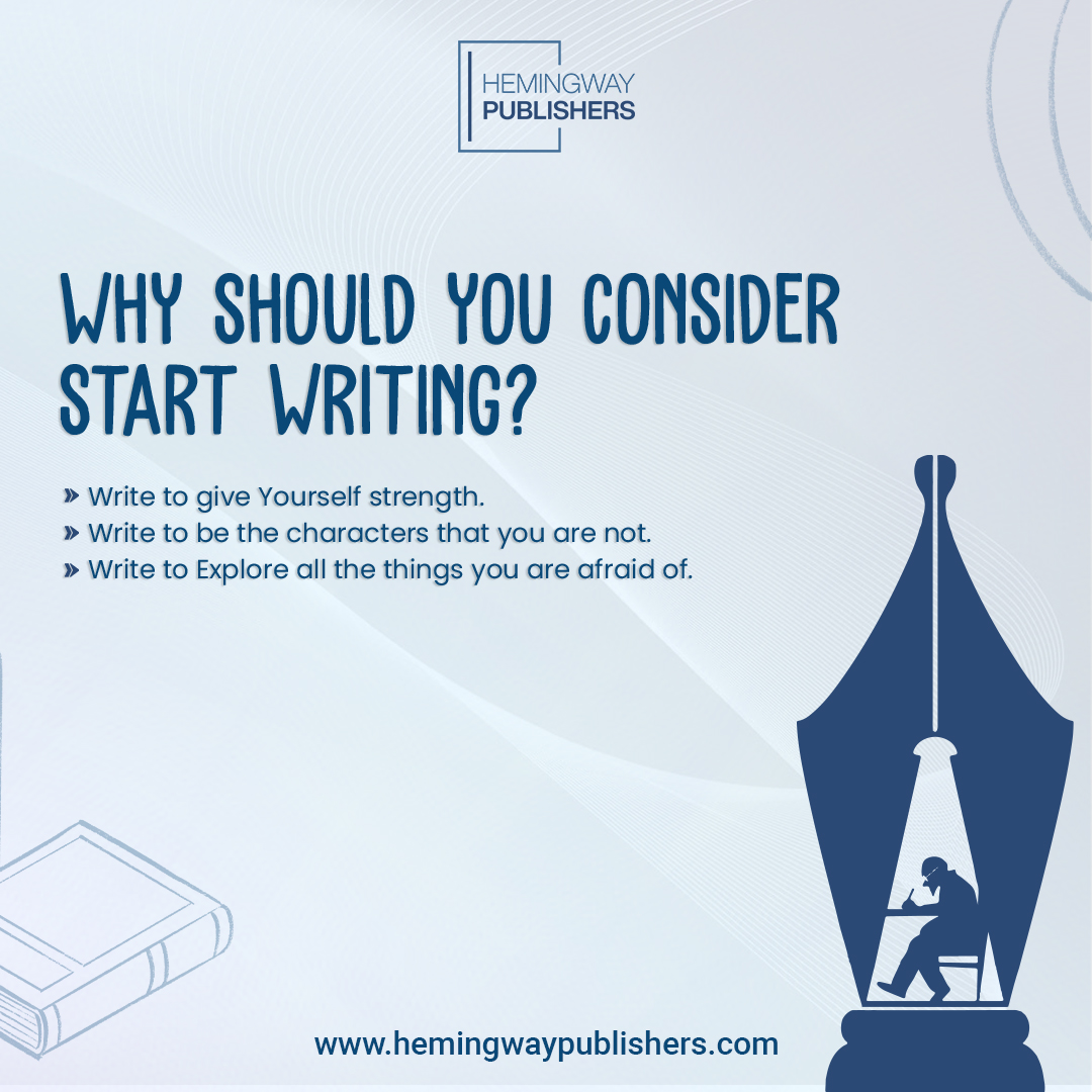 Show the power of your pen

Embark on the journey of writing, where every word is a step towards self-discovery and empowerment.

#hemingwaypublishers #startwriting #ghostwriting #ebookwriting #proofreading #editing #coverdesigning #bookillustrations #bookpublishing #audiobook