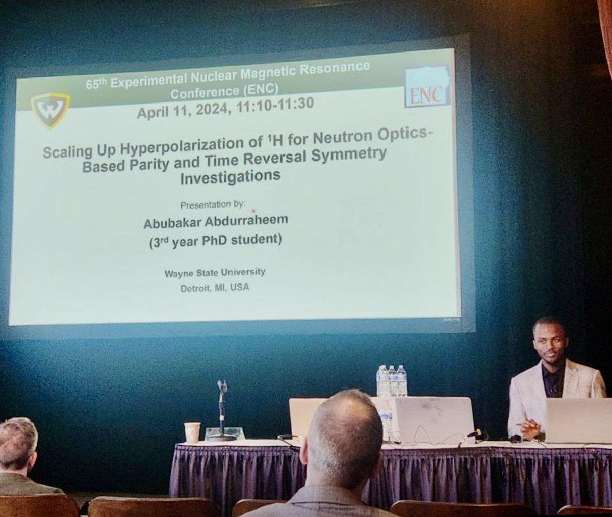 waynestatechem (@waynestatechem) on Twitter photo Abubakar Abdurraheem, of the <a href="/e_chekmenev/">EChekmenev</a> Lab, presented his research on using hyperpolarize proton system for neutron optics experiments at the <a href="/ENC_Conf/">ENC - Experimental Nuclear Magnetic Resonance Conf</a>. #wsuchemistry #ENC2024 #MondayMotivation # NMRchat Abubakar Abdurraheem, of the <a href="/e_chekmenev/">EChekmenev</a> Lab, presented his research on using hyperpolarize proton system for neutron optics experiments at the <a href="/ENC_Conf/">ENC - Experimental Nuclear Magnetic Resonance Conf</a>. #wsuchemistry #ENC2024 #MondayMotivation # NMRchat