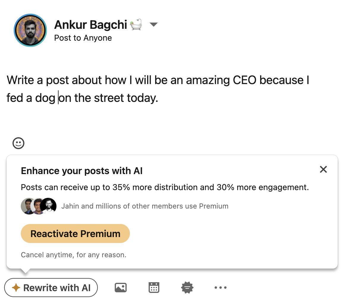 JustAnkurBagchi's tweet photo. I didn't believe it was possible, but LinkedIn is about to get a hundred times worse. https://t.co/w04IKcOG1q