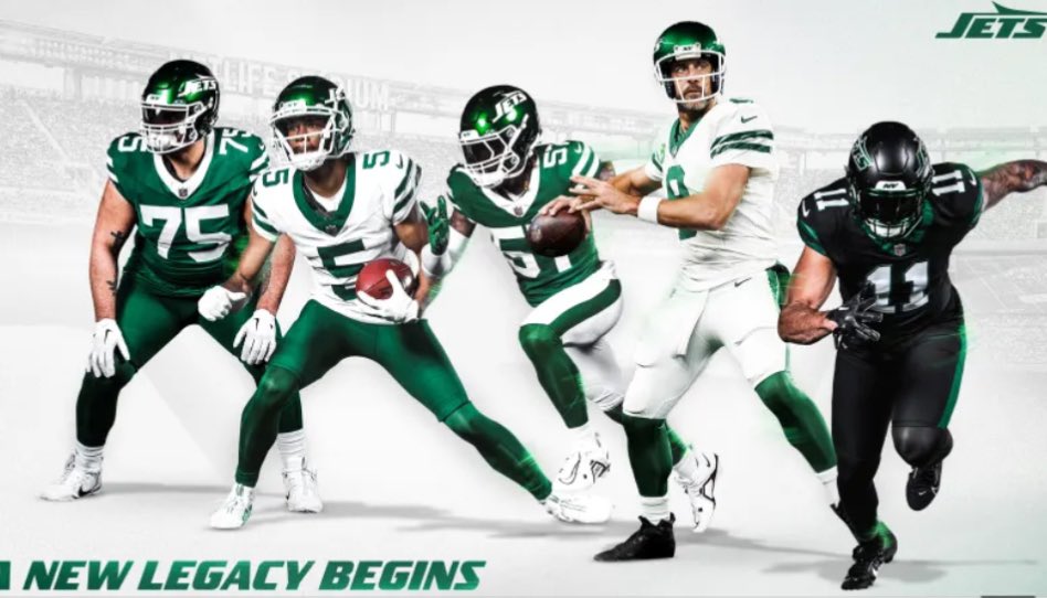 #Jets unveil their new “legacy collection” uniforms. The logo is a nod to the Sack Exchange era (1979-89). 📸@nyjets