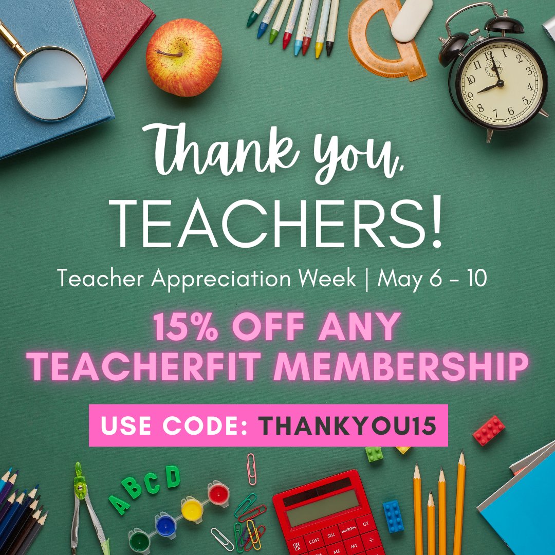 Teacher Appreciation Week is less than a month away Are you or a fellow teacher looking to jumpstart your fitness? Are you an administrator looking for gift ideas for your teachers and staff? Give the gift of wellness during Teacher Appreciation Week!