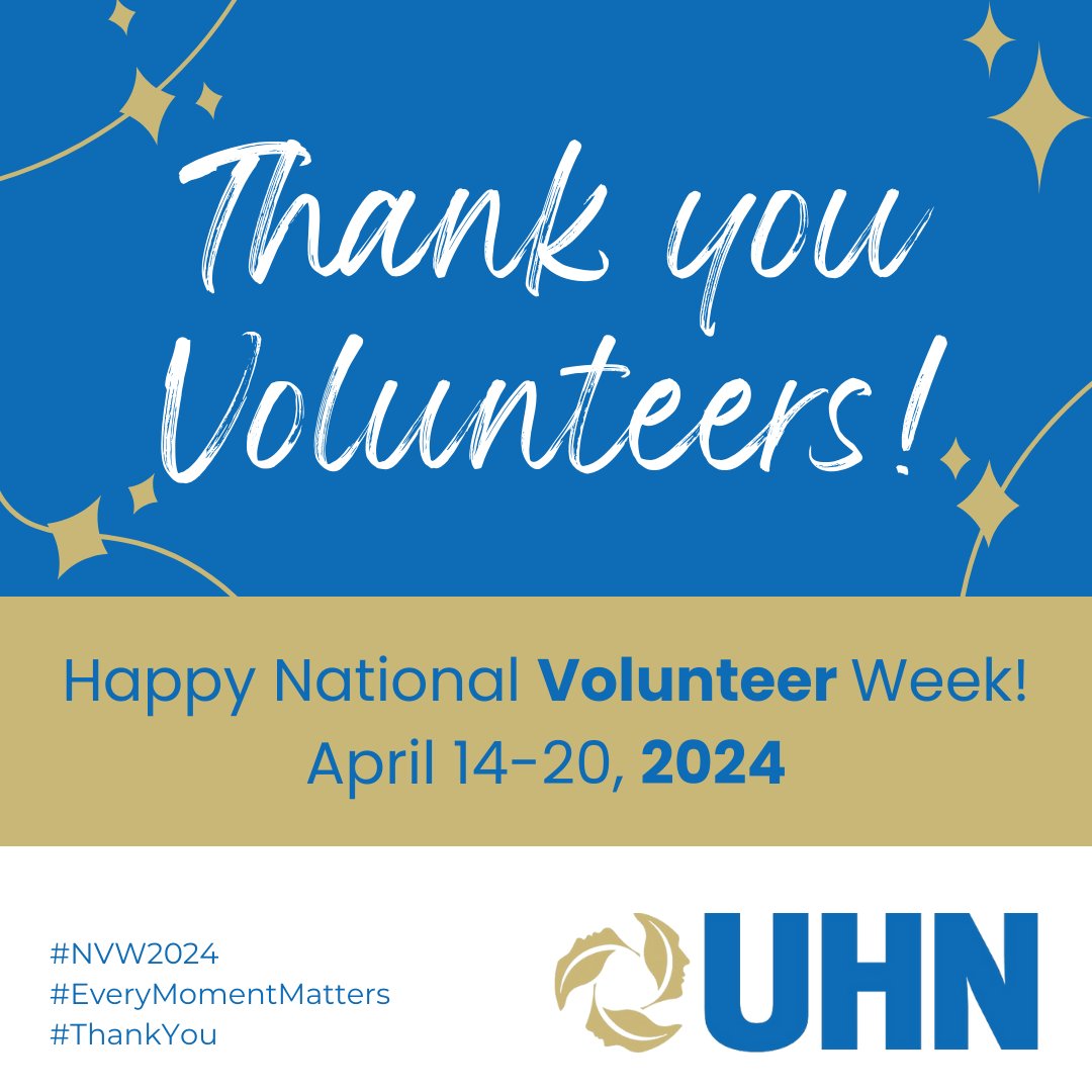 Happy National Volunteer Week 2024!
We're wishing all of our volunteers a very happy #NVW 🎉 Thank you so much for being an integral part of #TeamUHN !
#happynationalvolunteerweek #thankyou #NVW2024 #EveryMomentMatters