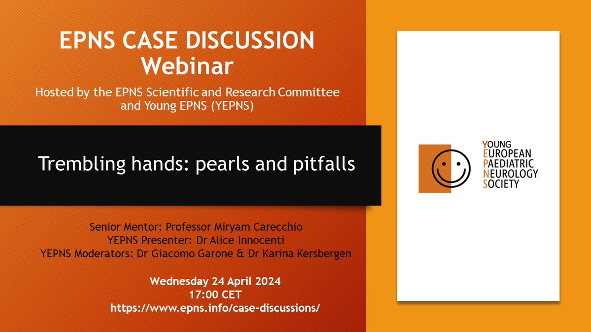 Still time to register!! FREE YEPNS Case Discussion! 24 April 2024 5pm CET Trembling hands: pearls and pitfalls Register at: us02web.zoom.us/.../reg.../WN_…