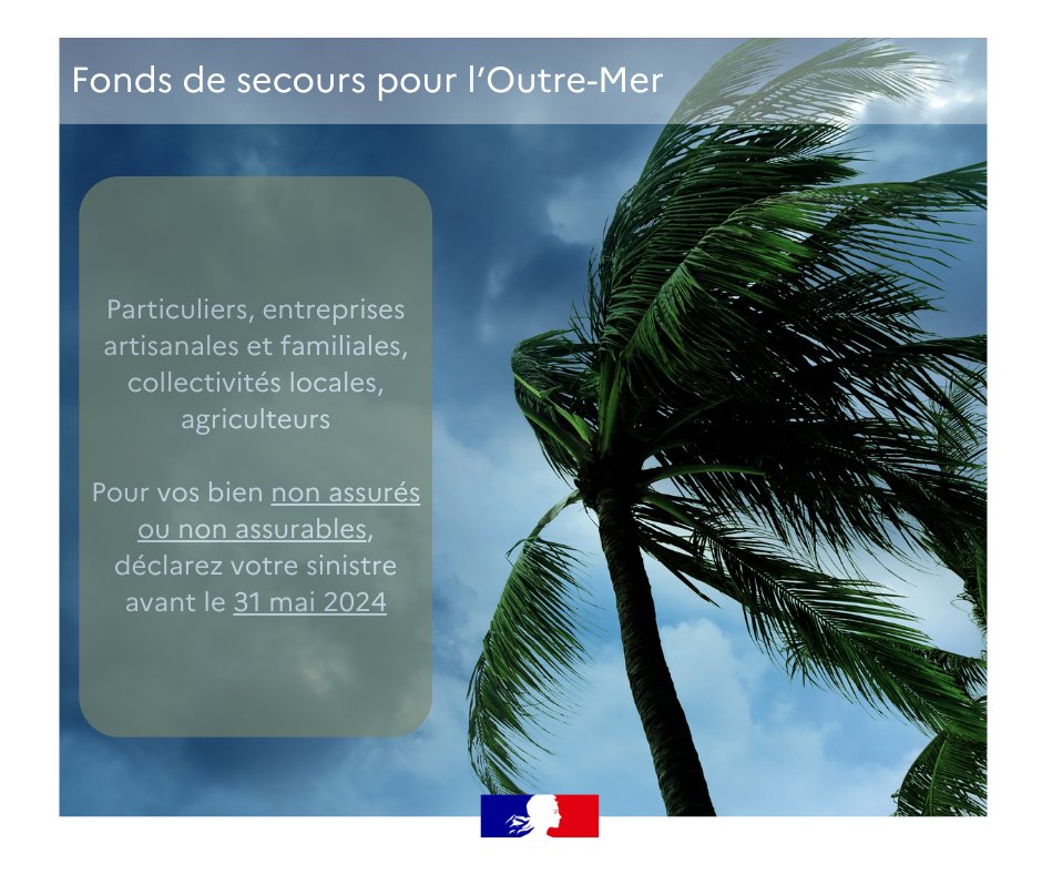 Prefet974's tweet photo. #intempéries #LaRéunion | Suite au passage de la tempête Candice et des fortes pluies de fin janvier 2024, le fonds de secours pour l’Outre-mer (#FSOM) est accordé pour l’ensemble des sinistrés des 10 communes de l’arrondissement Sud et ceux de la commune de Saint-Leu. https://t.co/N03e8jGFCy
