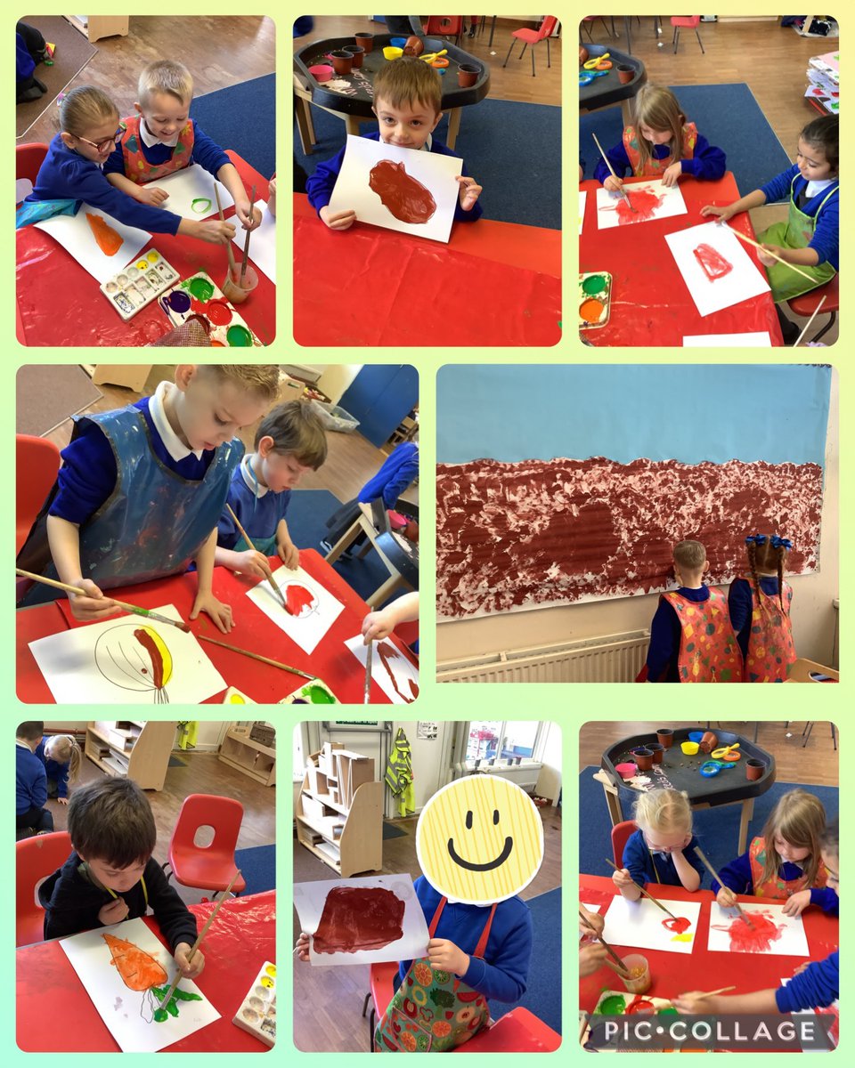 Today rainbow explorers have painted some of their favourite vegetables inspired by the book “Oliver’s vegetables”