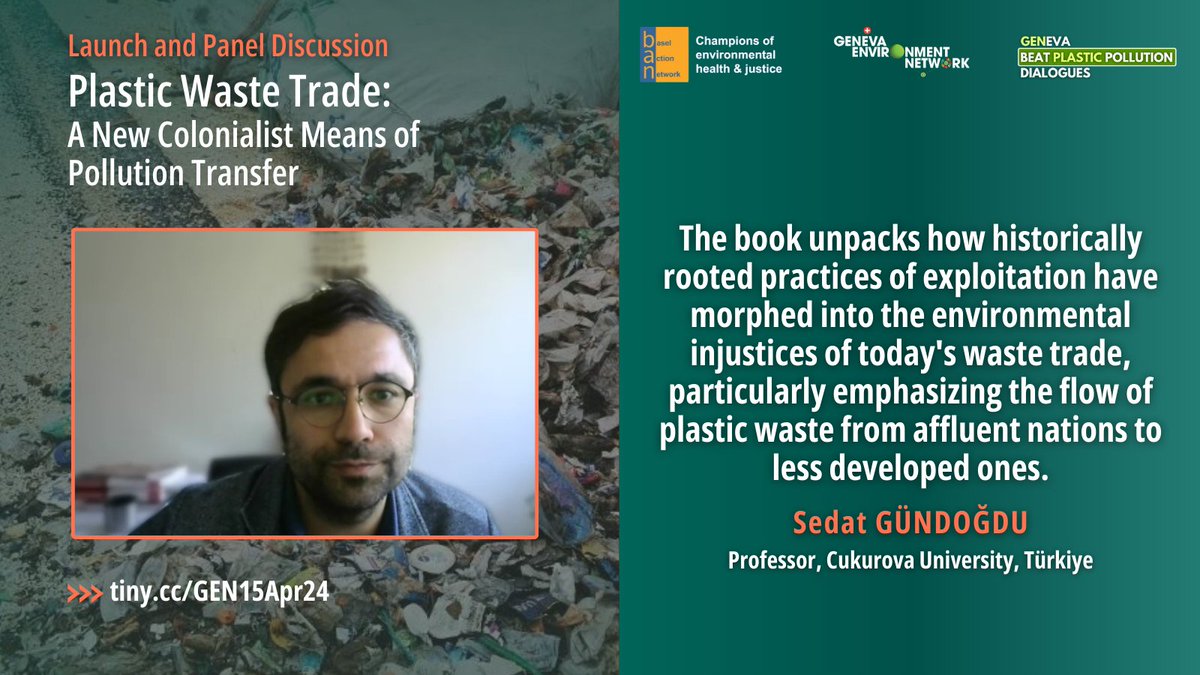 @BaselAction @S_Gundogdu01 @pstoett @KristaShennum @JPetrlik @ismawati64 @Magdalenadonoso @brkfreeplastic @IUCN_Plastics @ToxicsFree 'We send them vitamins, they send us toxic waste.'

Sedat Gündoğdu traces the origins of the book -- the only technical book on plastic waste trade -- as its editor, taking a deep look into the relationship between #WasteTrade, #pollution, colonialism & #environmental injustice.