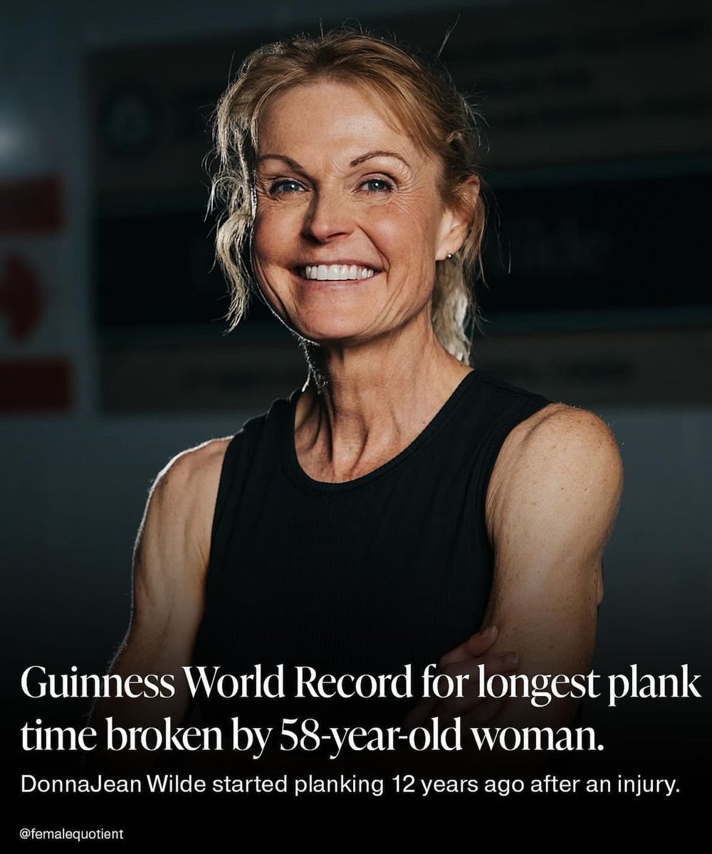 Wow, check out the incredible power of the midlife woman - what a great Mayven! DonneJean Wilde from Alberta, Canada, has broken the world record for the longest time in an abdominal plank! 👏