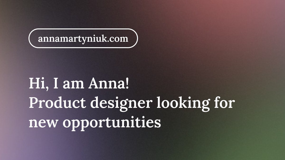 Hello, everyone 👋 I am looking for new Product design role! Hoping it will reach #design twitter 

After 1,5+ years in giosg, I am excited to embark on new challenges - let me know if your team is looking for a ✨Product Designer ✨

annamartyniuk.com