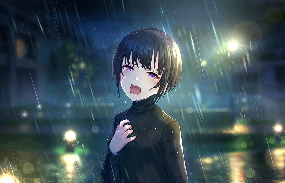 shirayuki chiyo 1girl solo looking at viewer open mouth short hair black hair long sleeves  illustration images