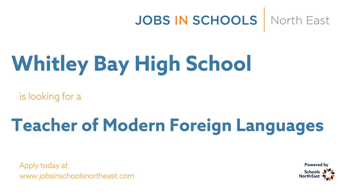 📚@whitleybayhigh are looking for a Teacher of Modern Foreign Languages to join their school. Find out More: ow.ly/RPYl50R6rPB