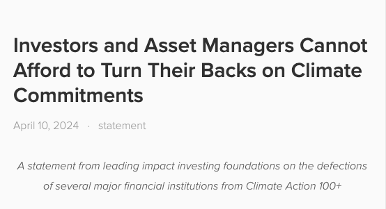 “We call financial institutions to recommit to their climate pledges.” We join several impact investment leaders in support of Climate Action 100+, a critical investor-led initiative with a mission to engage the largest corporate greenhouse gas emitters. impinvalliance.org/news-updates/c…