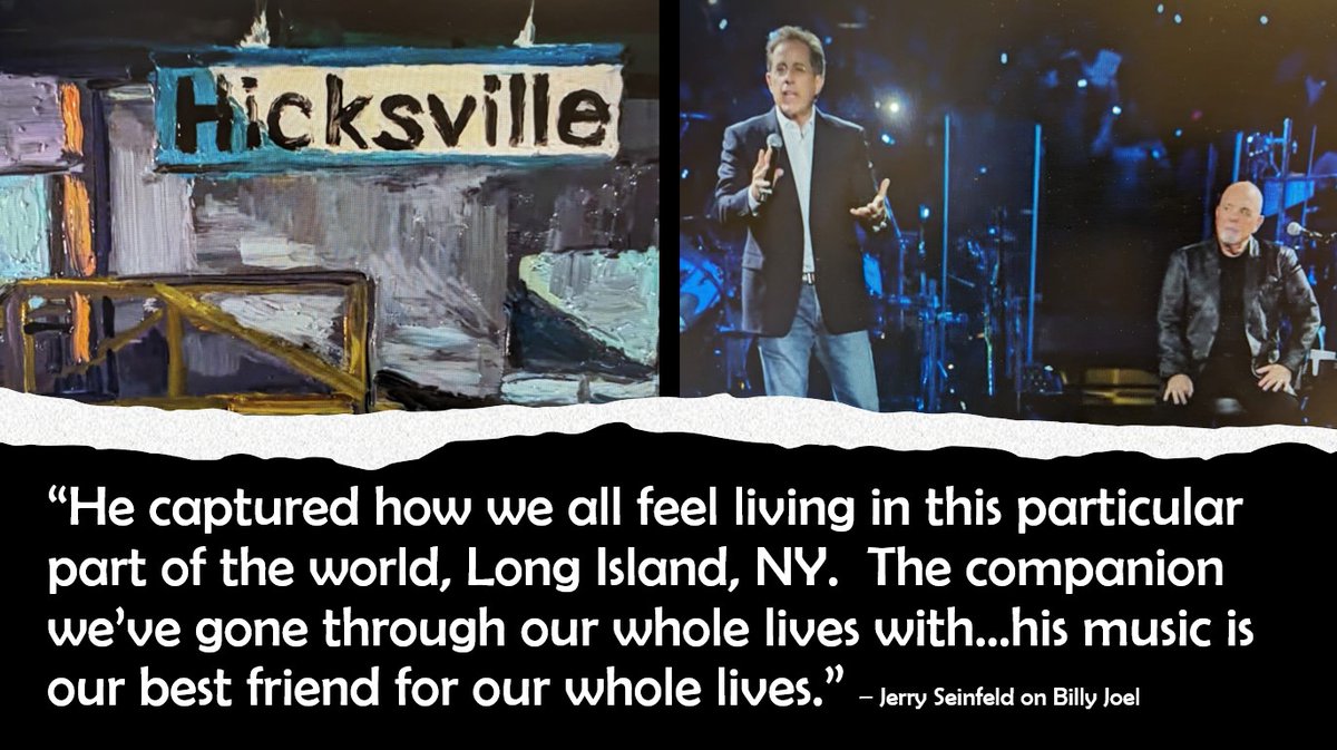 mkazazis's tweet photo. “He captured how we all feel living in this particular part of the world, Long Island, NY. The companion we’ve gone through our whole lives with…his music is our best friend for our whole lives.” – @JerrySeinfeld on @billyjoel https://t.co/7m2LCrCfxJ