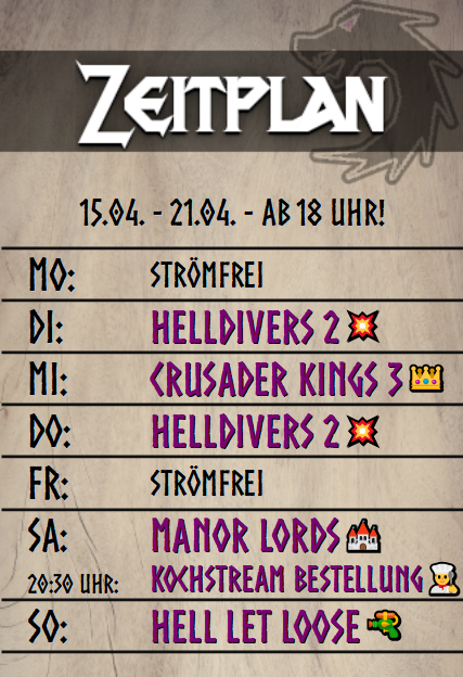 Glaro_DRA's tweet photo. Sonderplan!🚨
Diesmal gibt's:
#Helldivers2, #CrusaderKings3, #ManorLords und #HellLetLoose!
Samstag um 20:30 Uhr suchen wir uns ein Rezept für den #Kochstream am 27.04. raus! Entscheidet mit!😋
Wir sehen uns online🐲
https://t.co/2kFRZAqZWX
#twitchDE #streaming #twitch #gaming https://t.co/sLMTPMeJ7u
