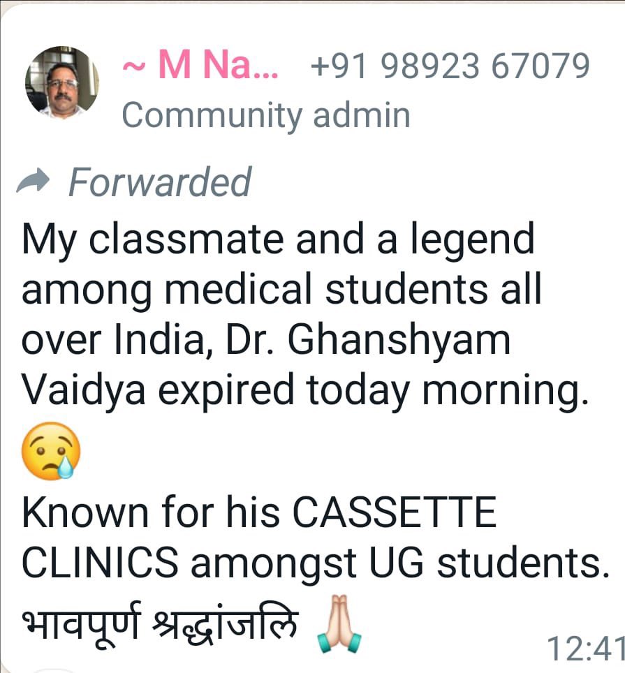 #RIP Dr Ghanshyam Vaidya Sir . His videos / Surgery clinics were simple demonstration of S. Das . Not only UG it was really helpful in PG days also . RIP Legend 🙏