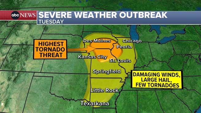 Tornado risk ramps up Tuesday for Iowa, Missouri & Illinois. Look at the tornado county by state so far this year… Ohio in the lead. @DanAmarante @Wx_Max @KentonGewecke