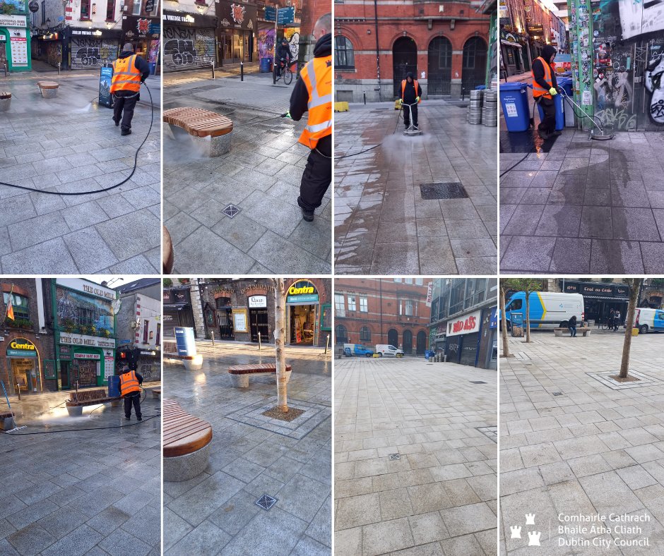 Temple Bar Square was all cleaned down to a Grade A finish over the weekend. Great work as always, thanks Martin, Ray & Scott. #wastemanagement #YourCouncil