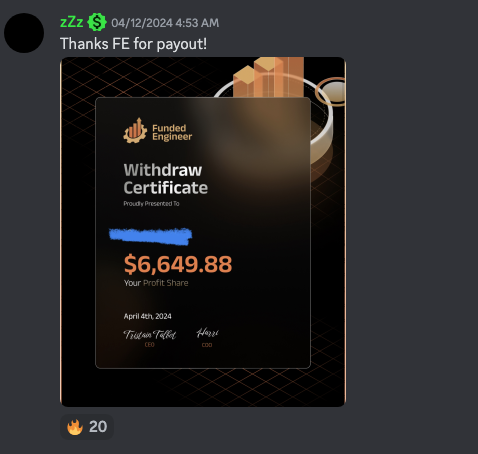 FundedEngineerE's tweet photo. Algunos de los certificados y pagos más recientes de nuestros traders en el Discord de #FundedEngineer

Felicidades! 🥂 https://t.co/BUYYYZjVDO