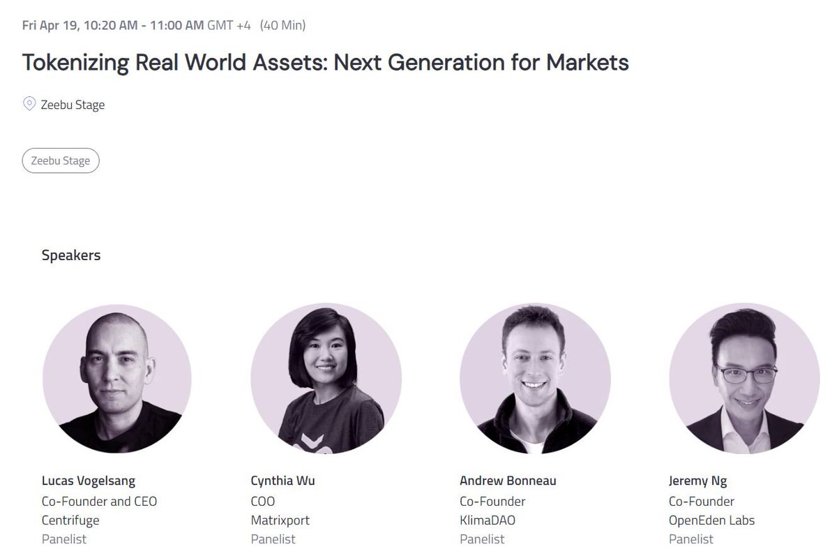 I'll be representing @carbonmarkcom and @KlimaDAO at @token2049 in Dubai this week! Check out our panel on Tokenizing Real World Assets #RWAs at 10:20am GST on Friday at the Zeebu stage.