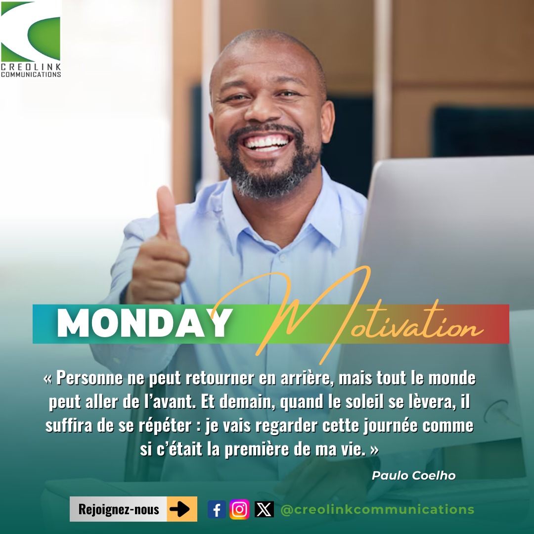 🔴#mondaymotivation
Excellente semaine à tous ❗

#creolink #monday #mondaymood #mondayvibes #entreprise #entrepreunariat #success #objectif #nouvellesemaine #bonnesemaine #bonnesemaineatous #bonnehumeur #détermination #courage