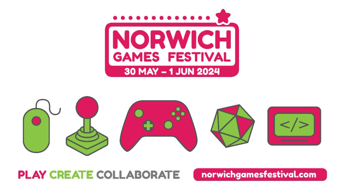 ⭐ Norwich Games Festival (NGF) is officially back at @TheForumNorwich Thu 30 May – Sat 1 June with Lead Partner @NorwichUniArts, with amazing events, workshops, talks, and free interactive activities for everyone!  ⭐ DON'T MISS IT 🕹️🎮🎲 (1/3)