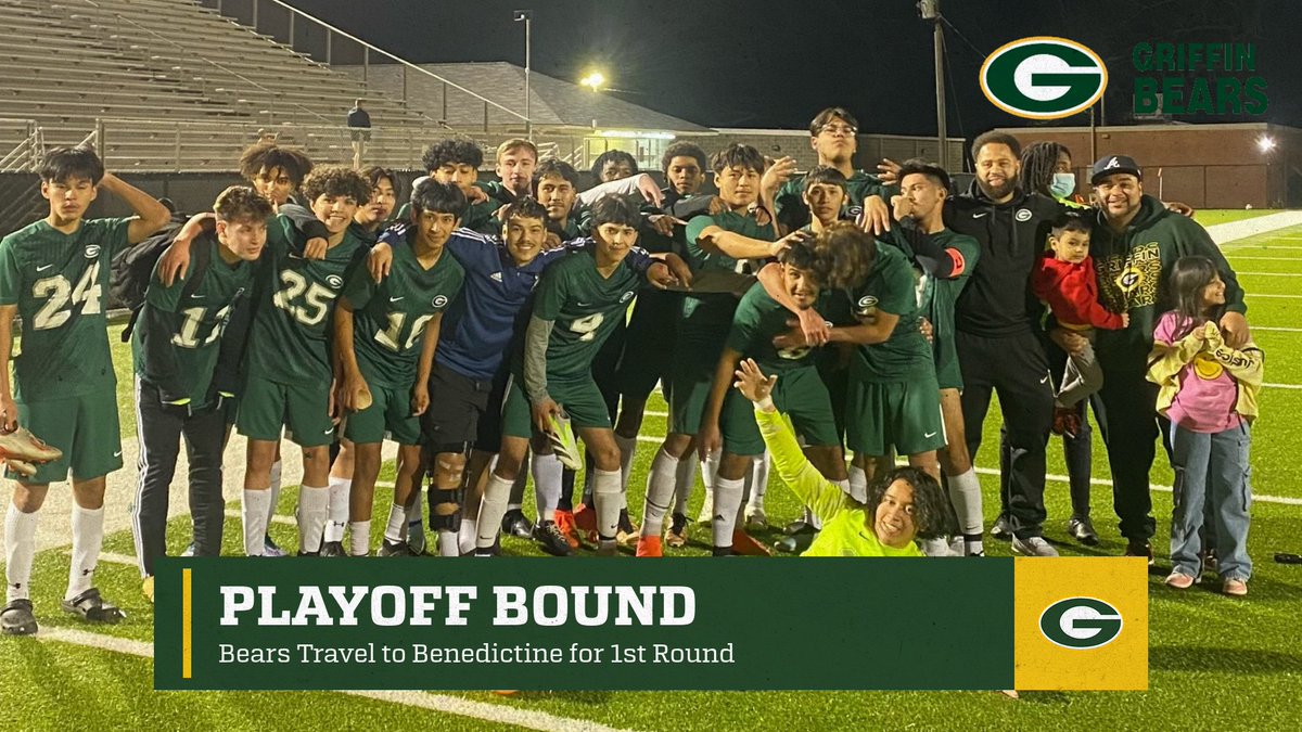 The Griffin High School Boys Soccer team will travel to Savannah on Friday April 19, to face Benedictine in the 1st Round of the GHSA AAAA State Playoffs! Let's Go Bears! #WeAreGriffin #4THEG