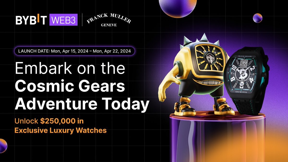 The moment you've all been waiting for is here! 🚀

<a href="/Bybit_Official/">Bybit</a> and <a href="/FranckMullerLab/">Franck Muller Encrypto</a> are proud to announce the official launch of the exclusive NFT collection - Cosmic Gears by Franck Muller.

Click i.bybit.com/22gW0abS to mint your piece of this horological masterpiece