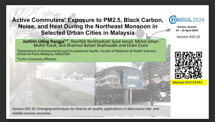 Our group representative,Jos has successfully delivered our work at #EGU24 .We combined heat, air pollutants & noise measurements. Definitely will be a worth experience for ECR like Jos,1st time travelling overseas alone!Have a great time in Vienna! #proudsupervisor