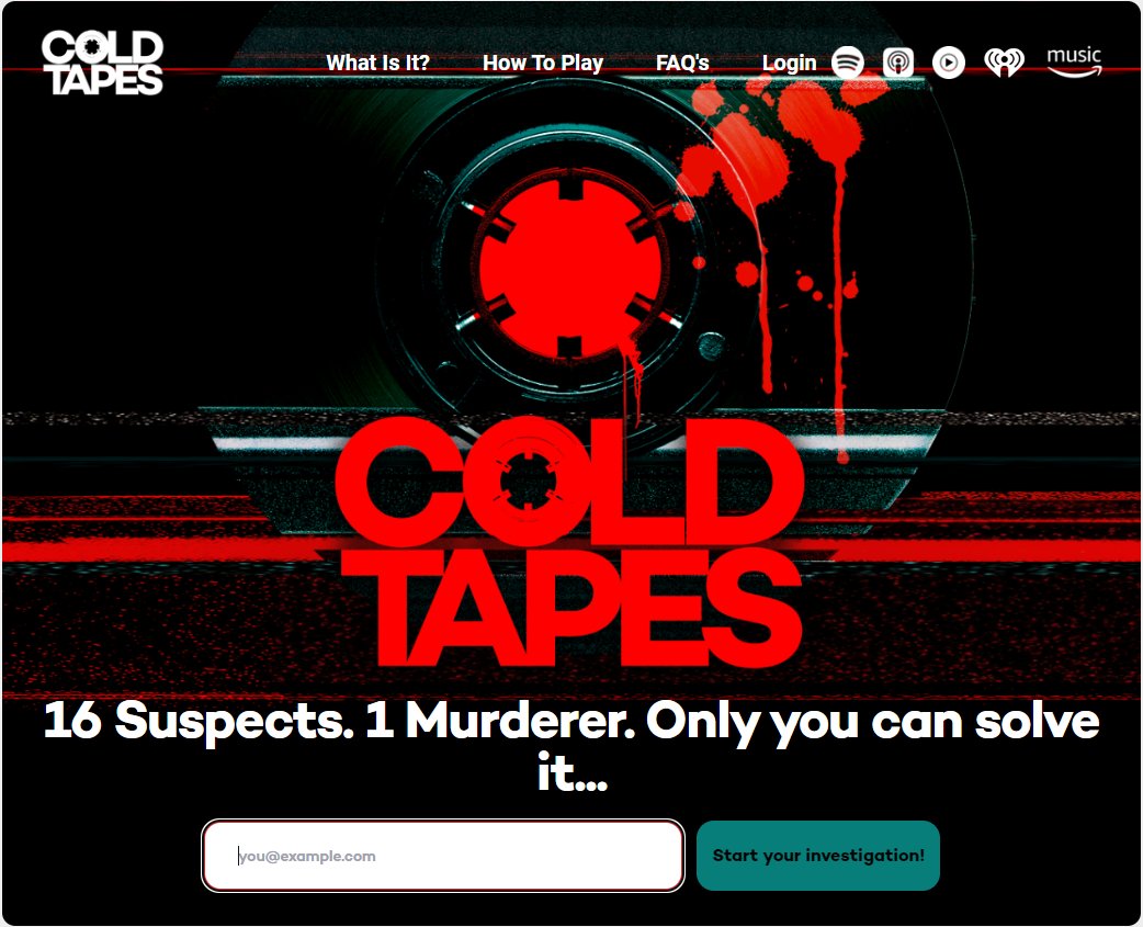 Can you solve the case? Listen along to find out! #ColdTapes the podcast series from @FreeTurn_, with writing from Alexis Zegerman, is out today. Play Cold Tapes wherever you get your podcasts and see if you can guess the murderer... #Podcasts #ReppedByCasarotto #Writer