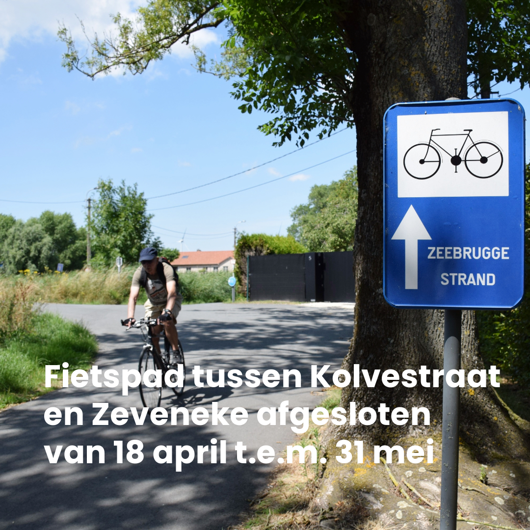 Voor de aanleg van een kabelverbinding voor Elia wordt het fietspad tussen de Kolvestraat en Zeveneke afgesloten van 18 april tot 31 mei. ➡️Je kunt een omleiding volgen via de Pathoekeweg. brugge.be/nieuws/fietspa…