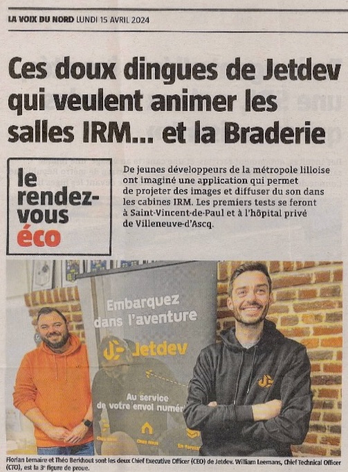 JetDevLille's tweet photo. On parle de nous dans La Voix du Nord ! 📷

📷 La Jet'Factory vous accompagne dans la réalisation de vos projets digitaux, grâce à une équipe experte en gestion de projet digital et de développement sur mesure. 

Lien de l'article en commentaire 👇🏼

#lavoixdunord #jetfactory https://t.co/Rjrbsgilbp