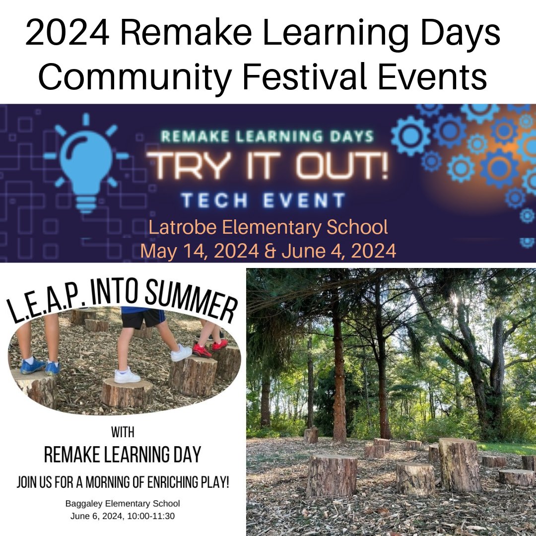 In honor of the 2024 Remake Learning Days community festival, we are hosting 2 separate and different 'Try It Out Tech Event' nights & a L.E.A.P. INTO SUMMER Event. Registration will open on 4/29. Limited spots available. Visit glsd.us for more info & to register.