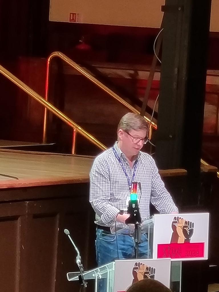 EIS Vice-President Allan Crosbie speaks in support of Composite A on raising taxes to deliver for Scotland. 'After a decade of compromising on austerity, we are not compromising any more. It is time to take more money from the richest to invest in our public services.' #STUC24