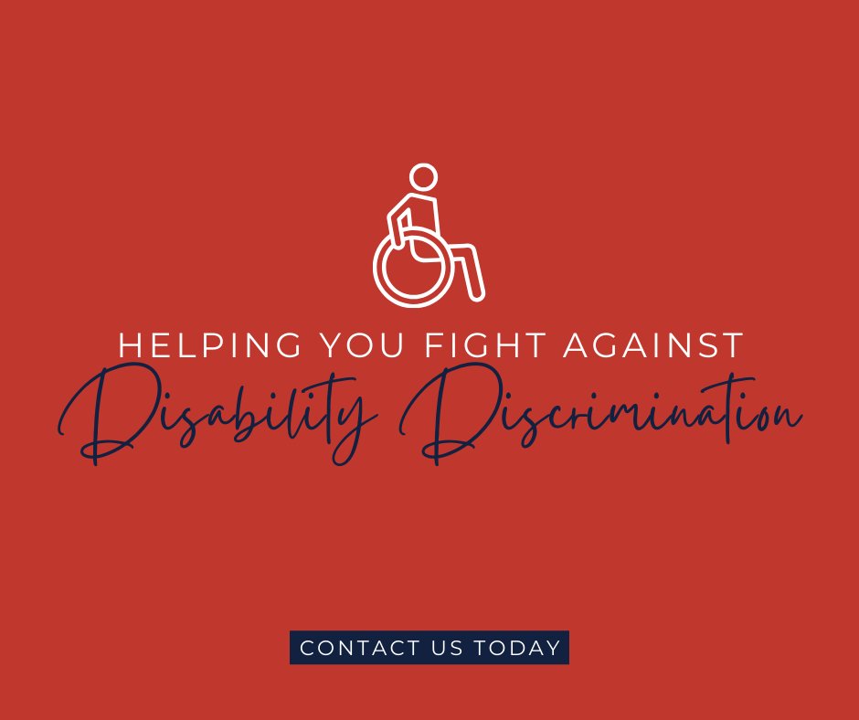 Facing disability discrimination at work? Our team is here to fight for your rights and ensure you're treated fairly. Reach out to us today for the support you need. 
#DisabilityDiscrimination #EmploymentLaw #FairTreatment

bit.ly/3lFl13j