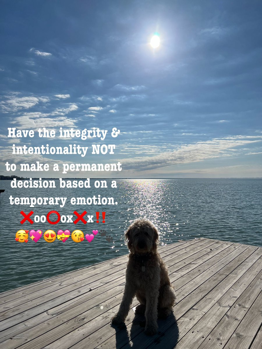 Have the integrity & intentionality NOT to make a permanent decision based on a temporary emotion. ❌oo⭕️ox❌x‼️ 🥰💖😍💝😘💕🐾