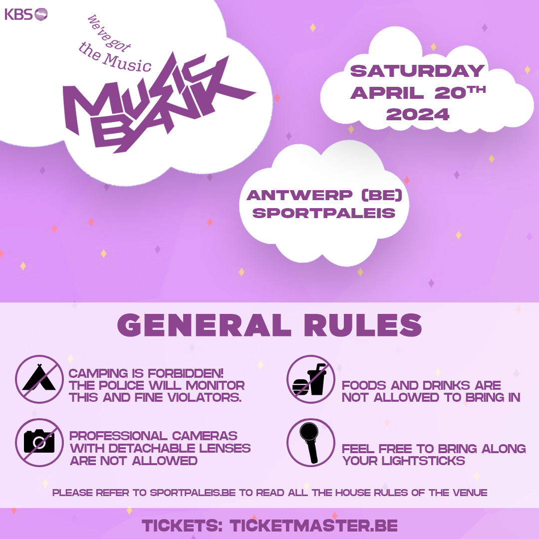5 days until #MusicBank lands in Antwerp! 😱 Discover more about the transportation, timetable &amp; general rules. 👀

👉 Make sure to visit bit.ly/kbsmobility to get more information on how to get there by Ⓜ️🚝🚍🚗🚴‍♀️

See you all there—we can't wait! 😍
