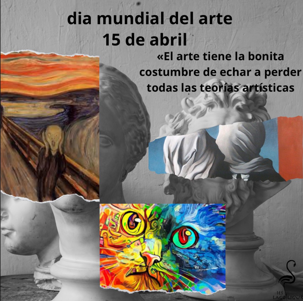 Hoy es el día mundial del arte, y desde 1FPB, aunque somos conscientes de que abarca más que la pintura, hemos hecho estos carteles conmemorativos con cuadros que nos han llamado la atención #ieslagoligur🦩 Obras en: @MuseumModernArt @MuseoBASe @museodelprado @museoreinasofia