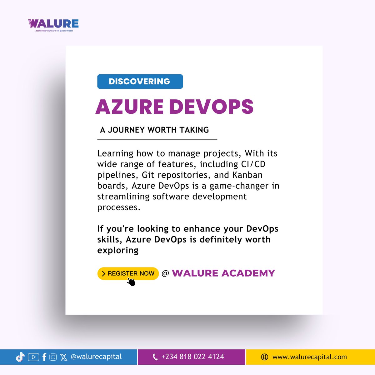 Dive into the world of Azure DevOps
         
#Tech 
#azuredevops
#walureacademy
#DevOps