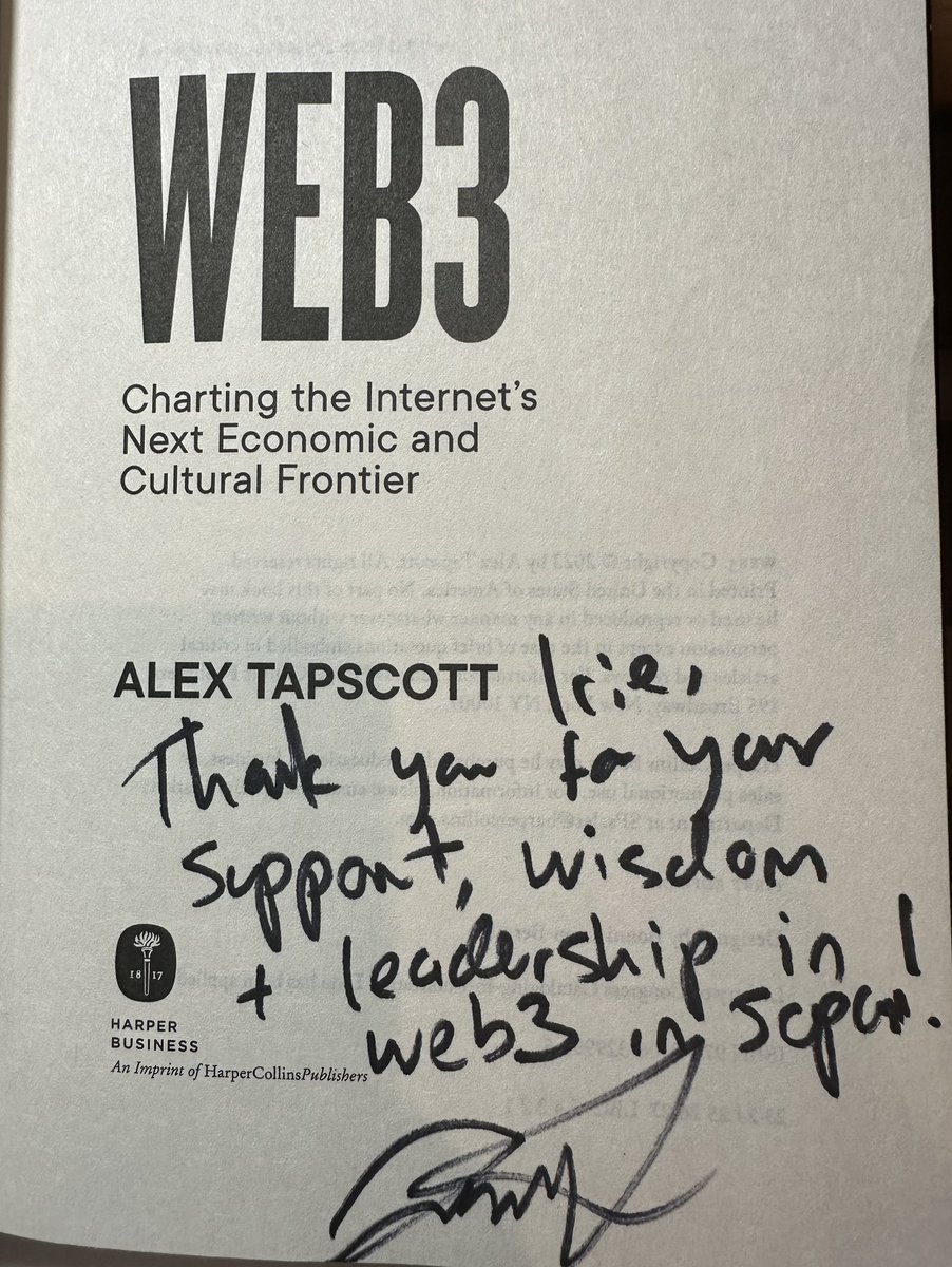 グローバルイベントでは 多くの出会いがあります。 スピーカーとして来日された アレックス・タプスコットさんからは 最新のご著者「Web3 」をサイン入りで 頂戴しました。ありがとうございます！ 民間イベントにおける グローバルな交流を促進するため 東京都は新たに、英語によるピッチや