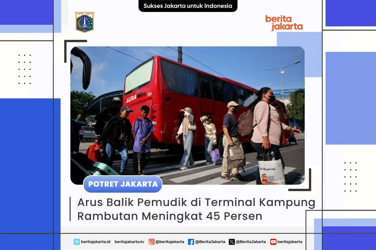 Sejumlah pemudik arus balik tiba di Terminal Kampung Rambutan, Ciracas, Jakarta Timur, Senin (15/4). Selengkapnya m.beritajakarta.id/potret-jakarta…