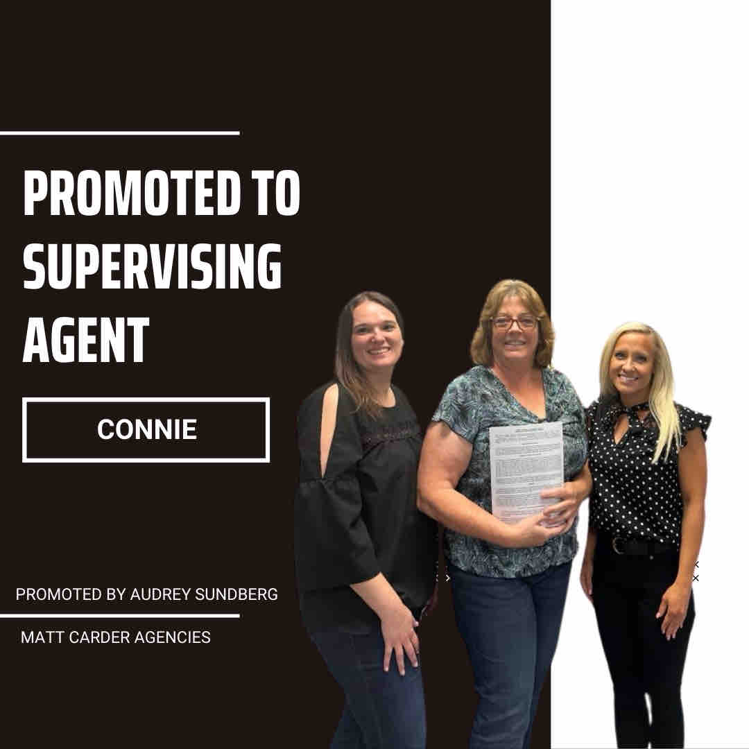 Connie was promoted to supervising agent!!! 🎊Help us congratulate her on her new position with us. We can’t wait to see what you do next. #GlobeLifeCareer #mattcarderagencies