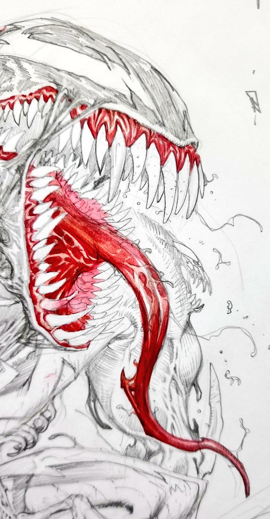 Painting some Venom pages.. pencils and watercolors so far..