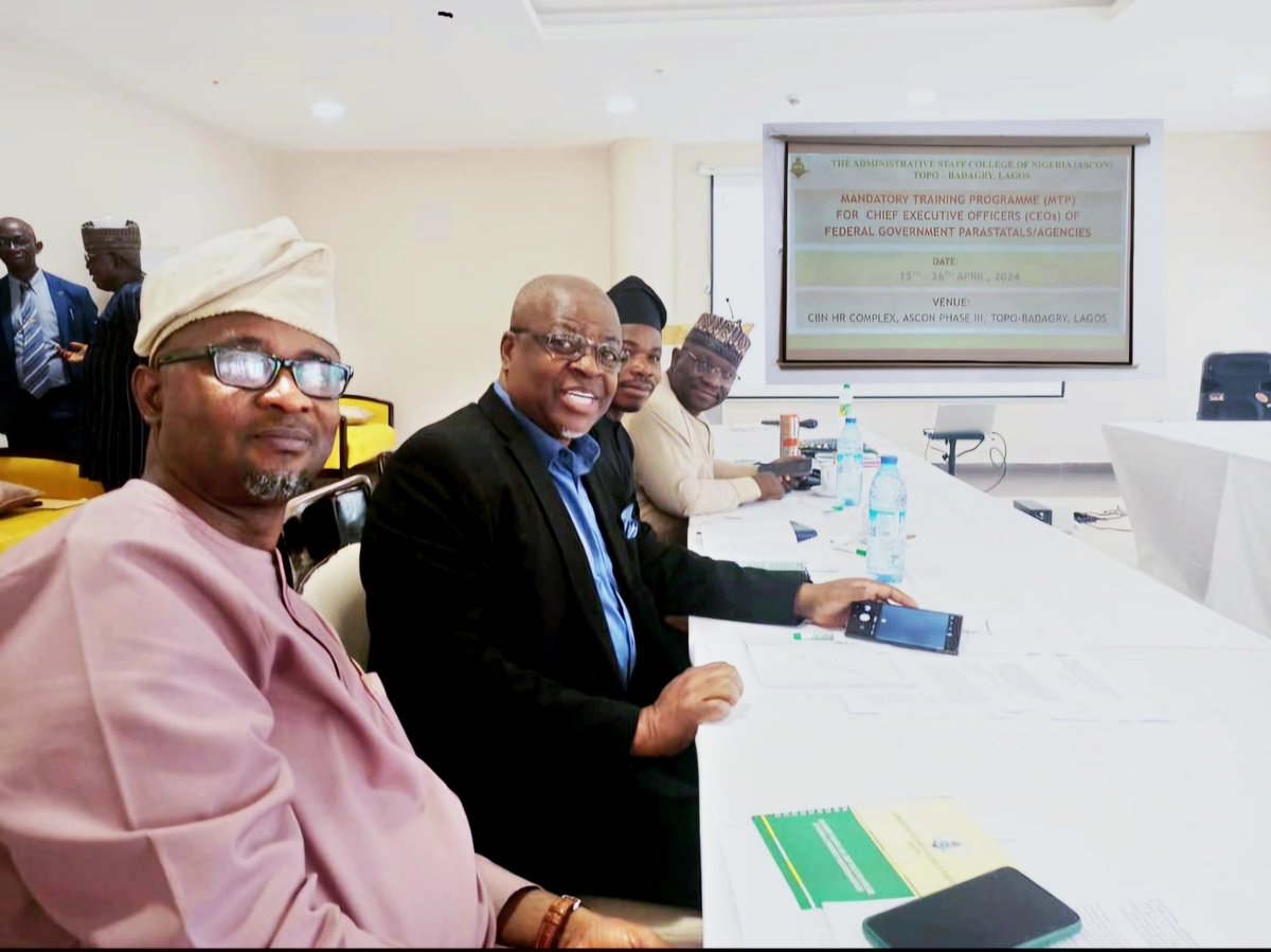 Managing Director/CEO @femi__ogunyemi and other Chief Executives/Heads of Parastatals, today, attends the Mandatory Training Programme (MTP) for CEOs of Federal Government Parastatals/Agencies, holding at ASCON, Phase 111, Topo-Badagry, Lagos.